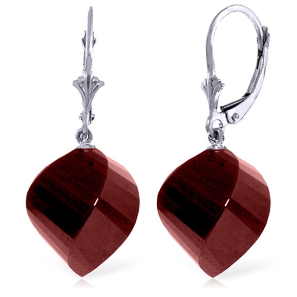Galaxy Gold Products Jewelry - LEVER BACK EARRINGS WITH TWISTED BRIOLETTE RUBIES